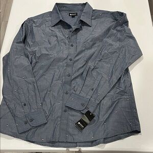 NWT Men's Haggar Size Large Blue Casual Button-Down Shirt